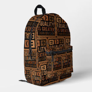 Equality Is Greater Than Division Math Black Histo Printed Backpack