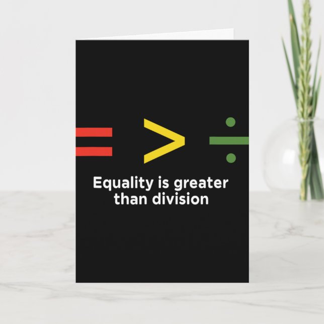Equality Is Greater Than Division Math Symbol Equa Card (Front)