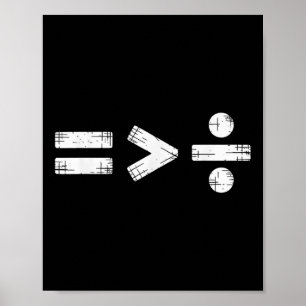 Equality Is Greater Than Division Math Symbol Poster