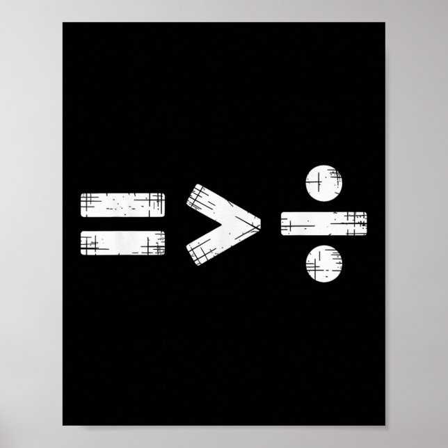 Equality Is Greater Than Division Math Symbol  Poster (Front)