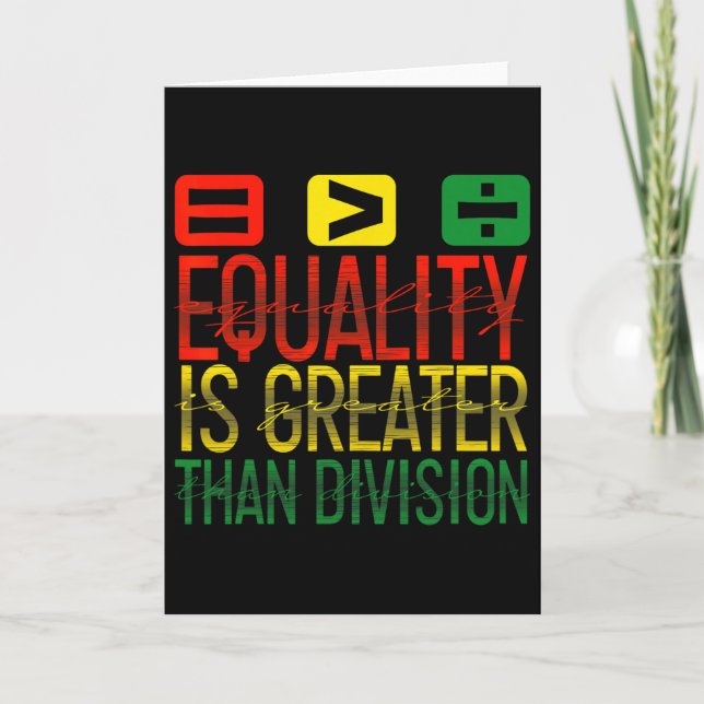 Equality Is Greater Than Division Math Teacher Bla Card (Front)