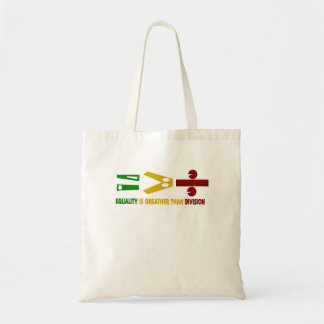equality is greater than division tote bag
