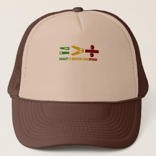 equality is greater than division trucker hat