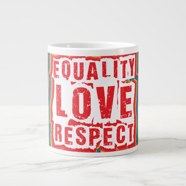 Equality Love and Respect Pride Month Large Coffee Mug (Front)