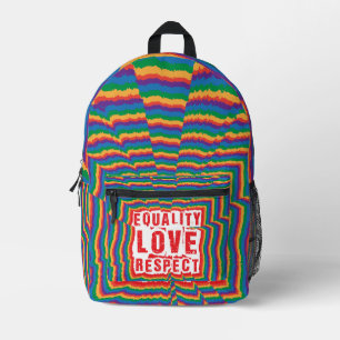 Equality Love and Respect Pride Month Printed Backpack