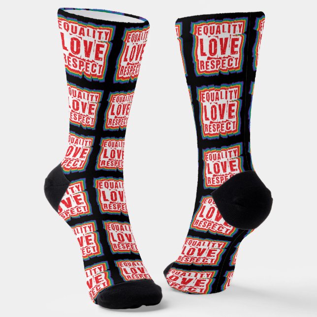 Equality Love and Respect Pride Month Socks (Angled)