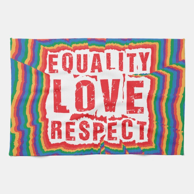 Equality Love and Respect Pride Month Tea Towel (Horizontal)