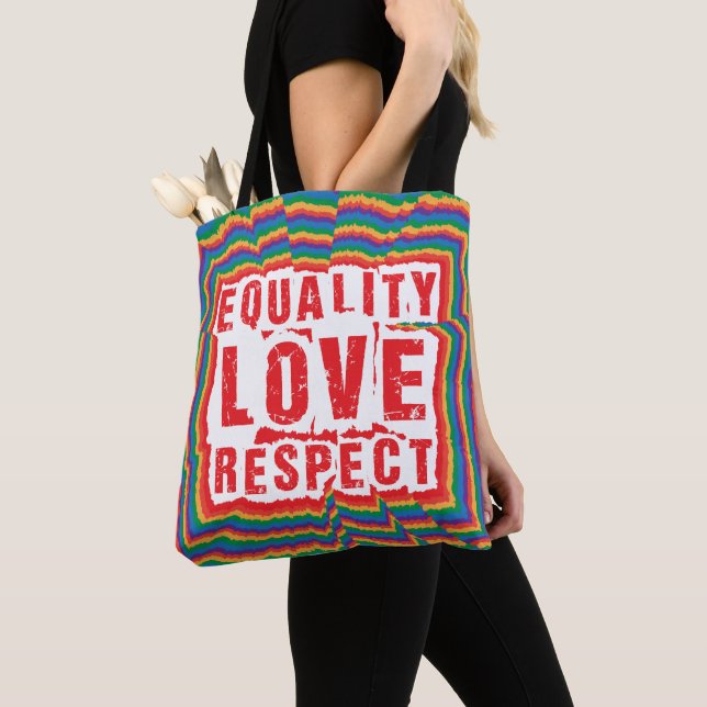 Equality Love and Respect Pride Month Tote Bag (Close Up)