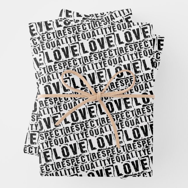Equality Love and Respect Pride Month Wrapping Paper Sheet (In situ)