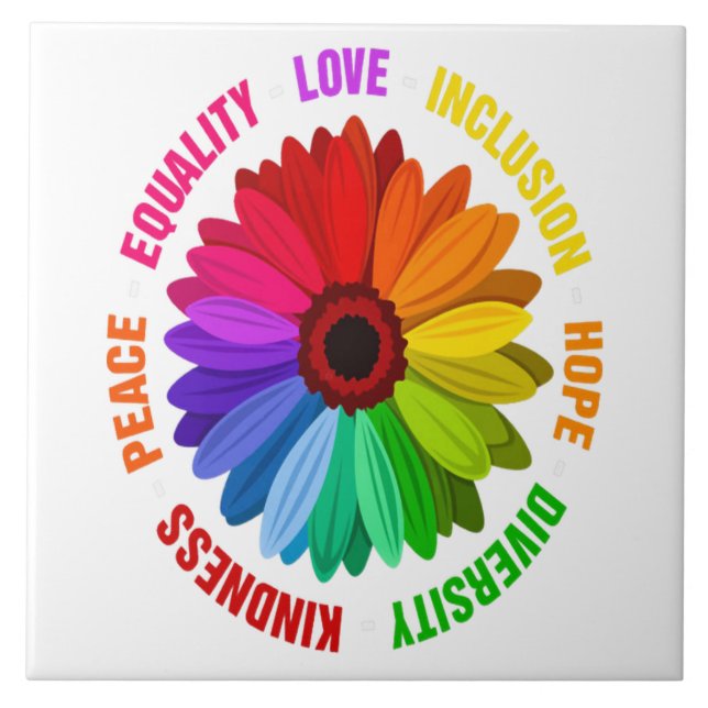 Equality Love Inclusion Hope Diversity Kindness Ceramic Tile (Front)