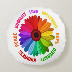 Equality Love Inclusion Hope Diversity Kindness Round Cushion