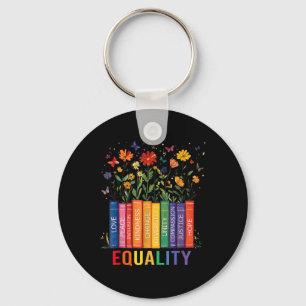 Equality Love Peace And Kindness Book Flowers Lgbt Key Ring