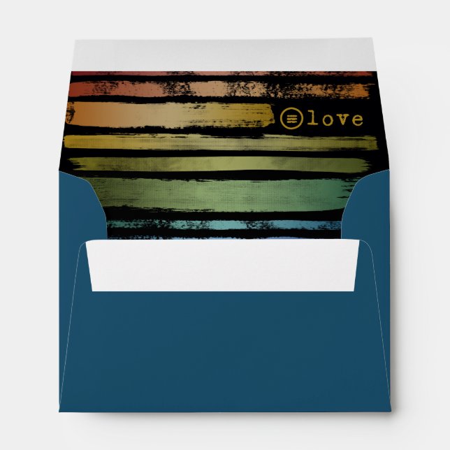 Equality Love Rainbow Brush Strokes LGBTQ ID656 Envelope (Back (Bottom))