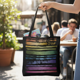 Equality Love Rainbow Brush Strokes LGBTQ ID656 Tote Bag