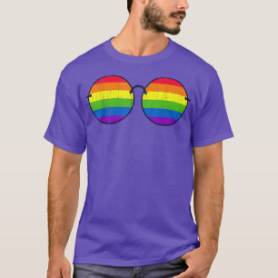 Equality Queer Pride Month Rainbow Flag Sunglasses T-Shirt