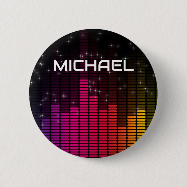 Equalizer Disco Lights Music Volume Personalised 6 Cm Round Badge (Front)