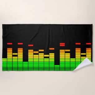 Equalizer Vibes from the Beat of DJ Music Black Beach Towel