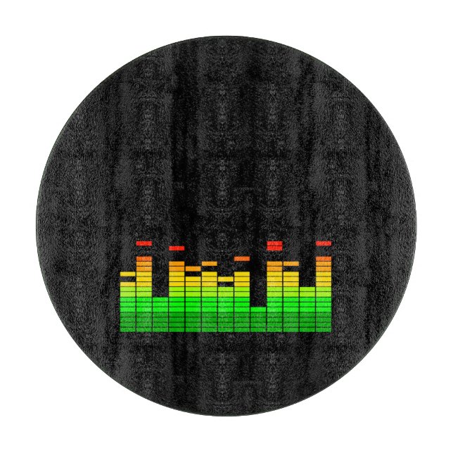 Equalizer Vibes from the Beat of DJ Music Black Cutting Board (Front)