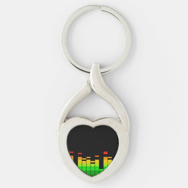 Equalizer Vibes from the Beat of DJ Music Black Key Ring (Front)