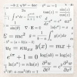 Equations of Math and Science Glass Coaster<br><div class="desc">All of the most famous equations of mathematics combined in one design.</div>