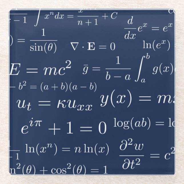 Equations of Math and Science Glass Coaster (Front)