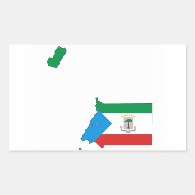 equatorial guinea country flag map shape rectangular sticker (Front)