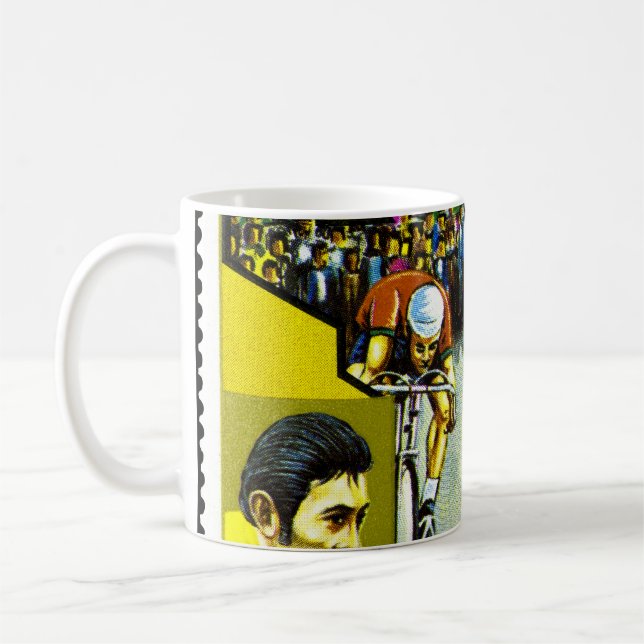 Equatorial Guinea Cyclists Historical Stamp Coffee Mug (Left)