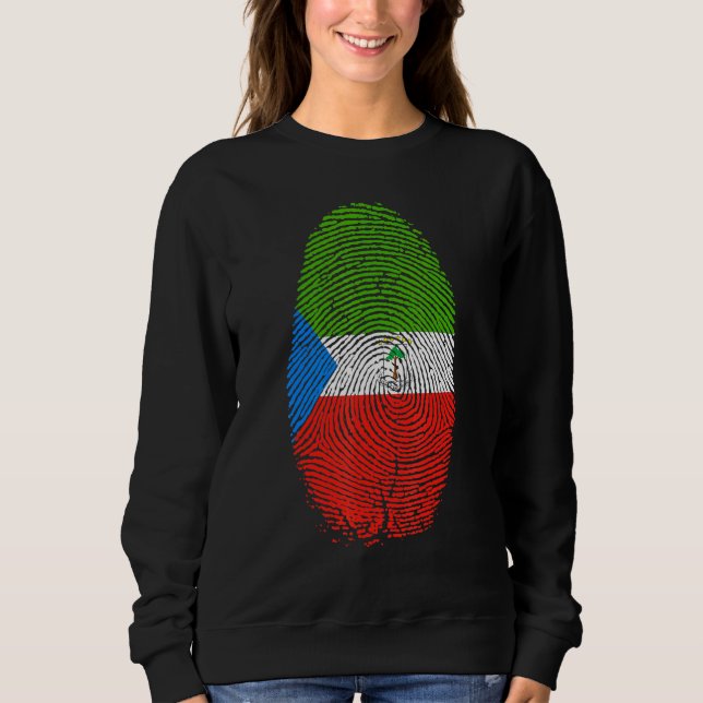 Equatorial Guinea Flag Fingerprint Equatorial Guin Sweatshirt (Front)