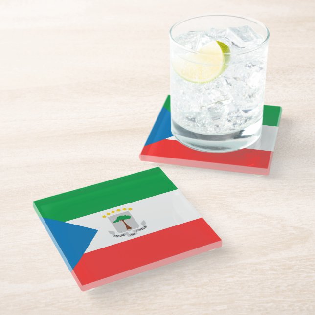 Equatorial Guinea flag Glass Coaster (Angled)