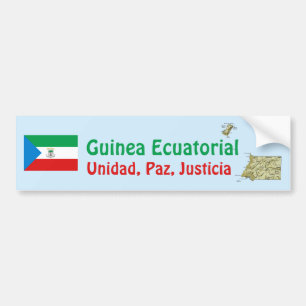 Equatorial Guinea Flag + Map Bumper Sticker
