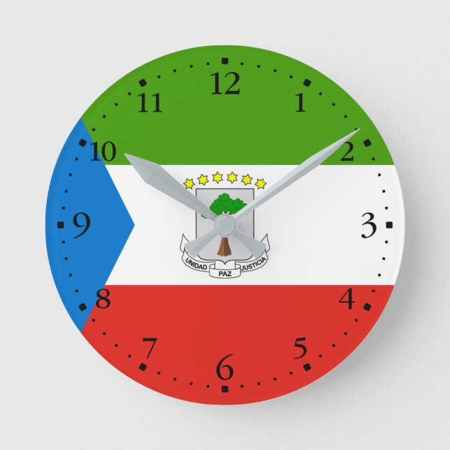 Equatorial Guinea Flag Round Clock (Front)