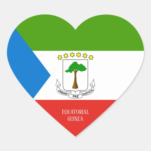 Equatorial Guinea Flag Splendid Patriotic Heart Sticker (Front)