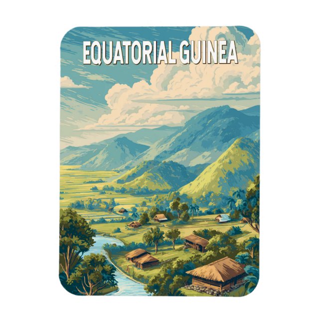 Equatorial Guinea Illustration Travel Art Vintage Magnet (Vertical)