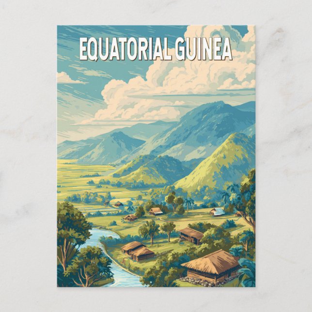 Equatorial Guinea Illustration Travel Art Vintage Postcard (Front)