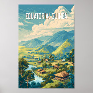 Equatorial Guinea Illustration Travel Art Vintage Poster
