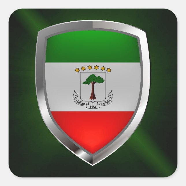 Equatorial Guinea Mettalic Emblem Square Sticker (Front)