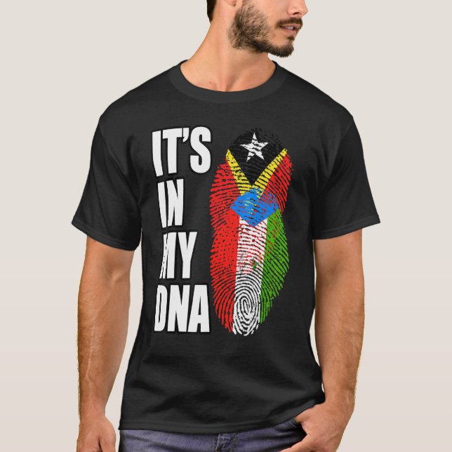 Equatorial Guinean And Timorese Mix DNA Flag Herit T-Shirt (Front)