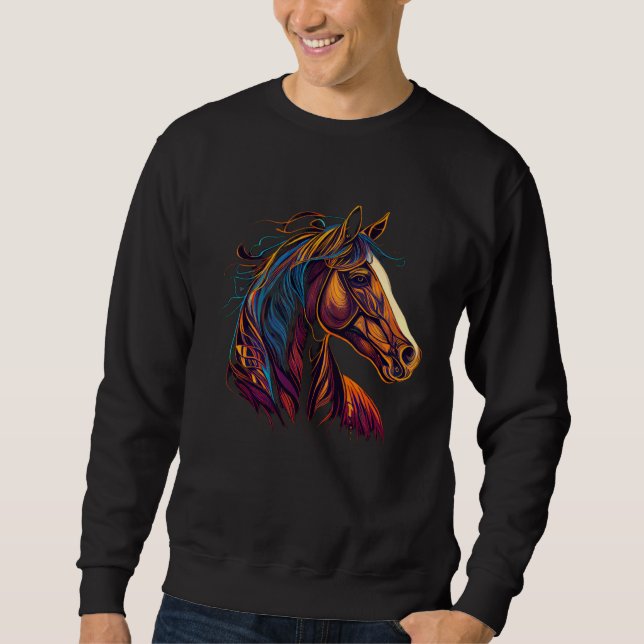 Equestrian Art Colorful Painting Horse Lover Cowgi Sweatshirt (Front)