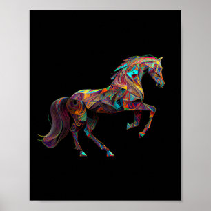 Equestrian Art Colourful Horse Lover Painting Cowg Poster