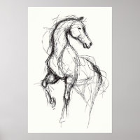 Equestrian Art Modern Horse Sketch Illustration