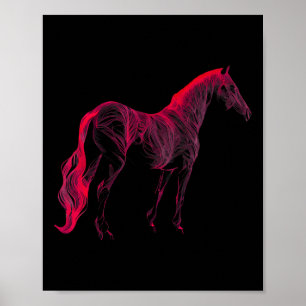 Equestrian Art Red Silhouette Horse Lover Cowgirl Poster