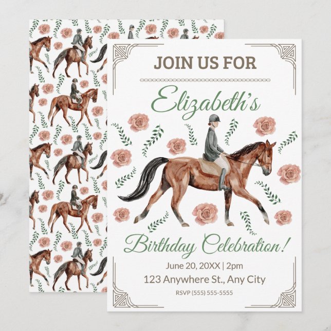 Equestrian Birthday Invitation (Front/Back)
