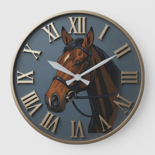Equestrian Brown Horse Large Clock
