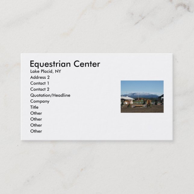 Equestrian Centre, Lake Placid, NY, A... Business Card (Front)