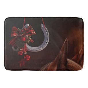 Equestrian Christmas Hanging Horseshoe Photo Bath Mat