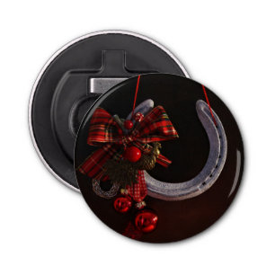 Equestrian Christmas Hanging Horseshoe Photo Bottle Opener
