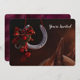 Equestrian Christmas Hanging Horseshoe Photo Invitation