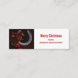 Equestrian Christmas Hanging Horseshoe Photo Mini Business Card