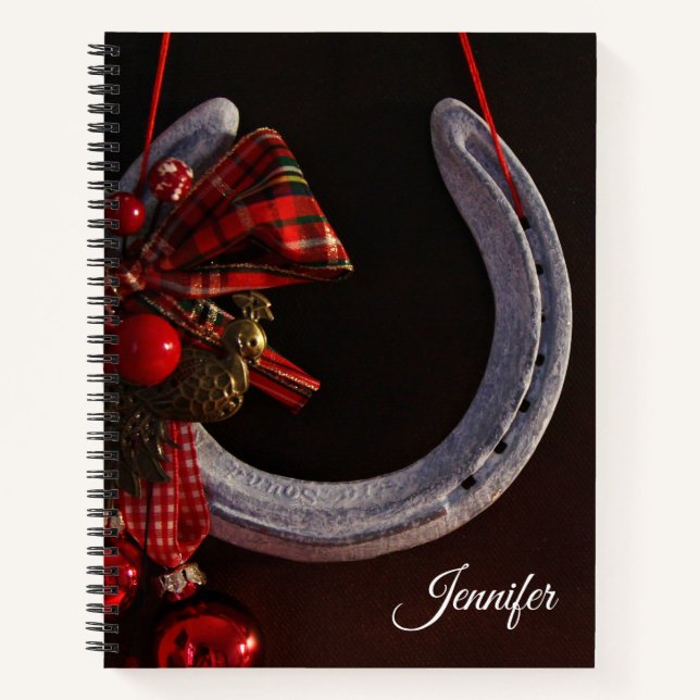 Equestrian Christmas Hanging Horseshoe Photo Notebook (Front)