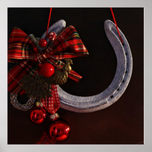 Equestrian Christmas Hanging Horseshoe Photo Poster